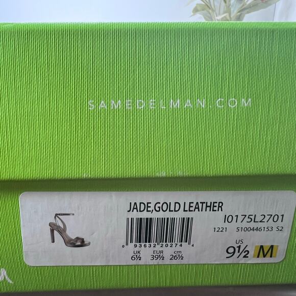 Sam Edelman Jade Leather Heels Gold Ankle Strap I0175L2701 Women 9.5M Tried On - Picture 11 of 11